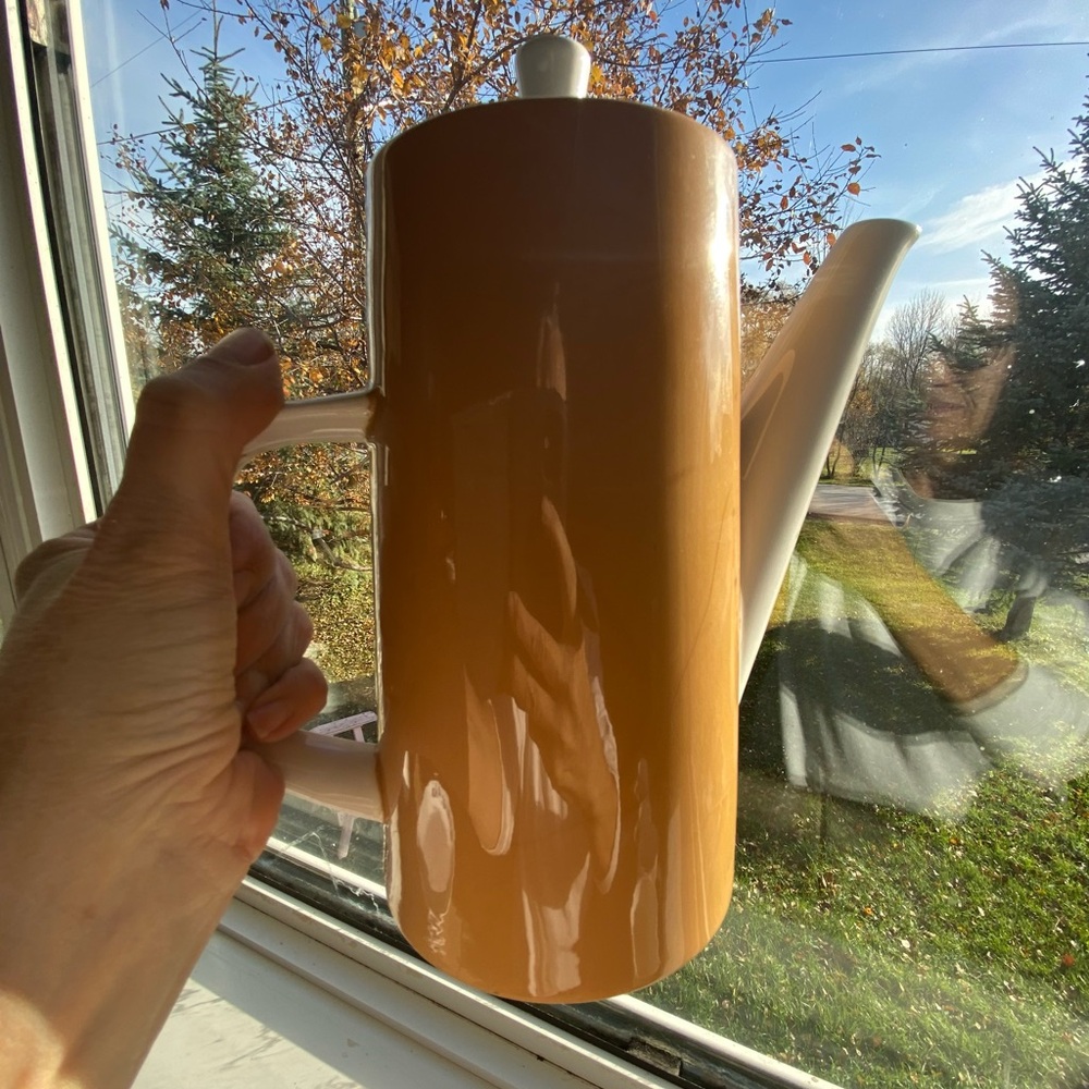 Vintage Tan Ceramic Coffee Pot